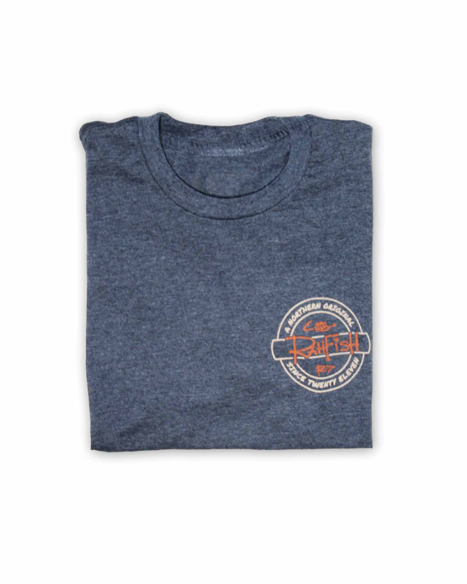 Rahfish HOOKR tshirt heather navy folded