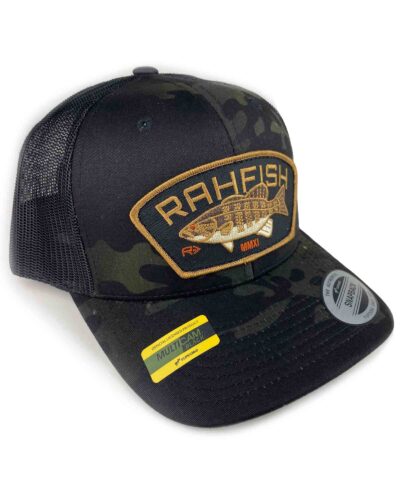 RAHFISH SMALLMOUTH BASS BLACK CAMO TRUCKER HAT